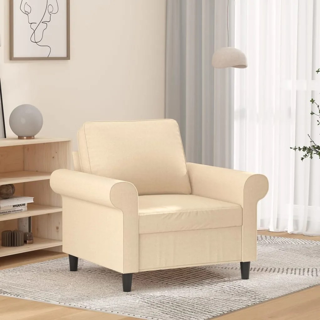 349179 vidaXL Fotoliu canapea, crem, 60 cm, material textil