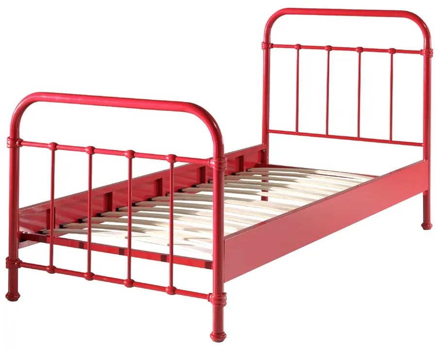 Pat metalic pentru copii Vipack New York, 90 x 200 cm, roșu