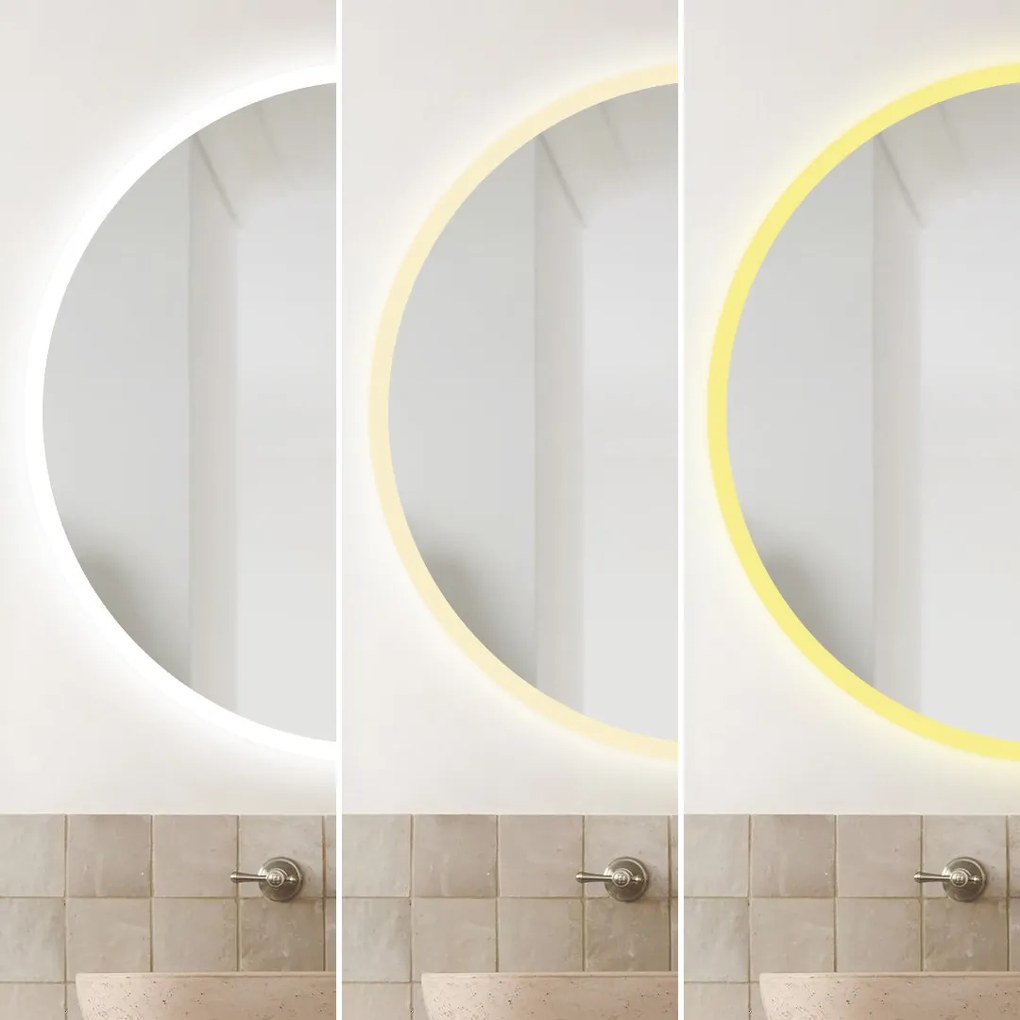 Oglindă Baie LED și Dezaburire Elit's Premium cu Senzor Touch, Lumina Rece, Caldă și Neutră, 50 cm