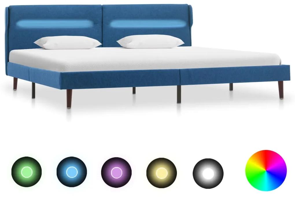 286900 vidaXL Cadru de pat cu LED-uri, albastru, 180x200 cm, material textil