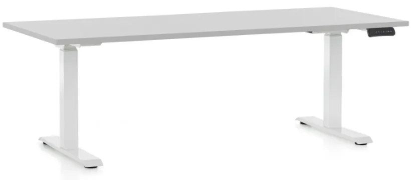 Masa inaltime reglabila OfficeTech C, 180 x 80 cm, bază albă, gri deschis