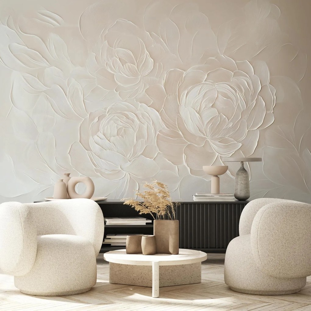 Fototapet - Flori Elegante Bej (147x102 cm)