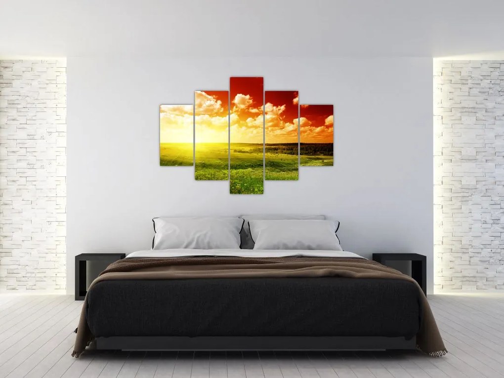 Tablou cu luncă cu soarele strălucitor (150x105 cm)