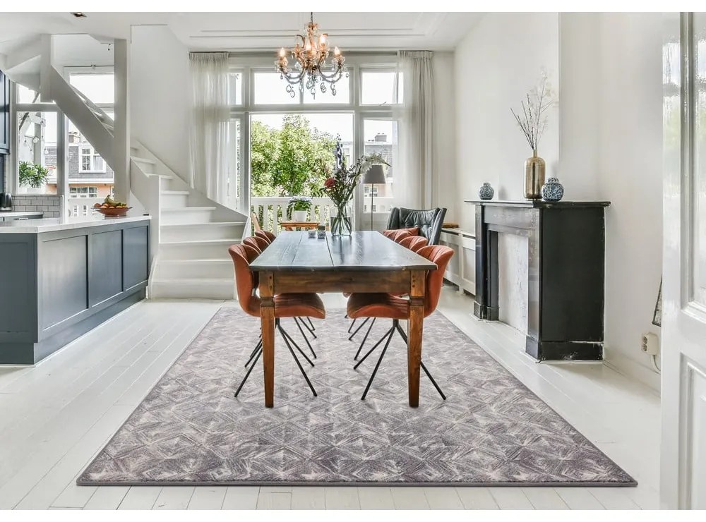 Covor gri din lână 200x300 cm Moire – Agnella