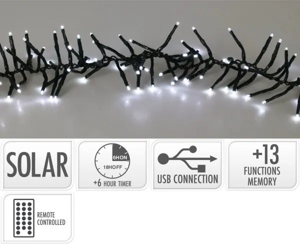 Ghirlandă solară LED 768xLED/3,7V/13 funcții 1200 mAh 8,6 m IP44 alb rece + telecomandă