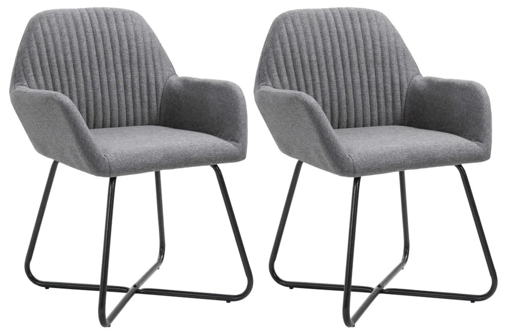 vidaXL Scaune de bucătărie, 2 buc., gri închis, material textil