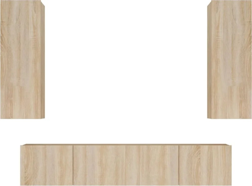 vidaXL Set dulap TV, 4 piese, stejar sonoma, lemn prelucrat