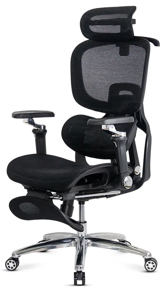 Scaun ergonomic de birou negru rezistent 150 kg din mesh cu suport lombar cu masaj și încălzire SYYT 9521