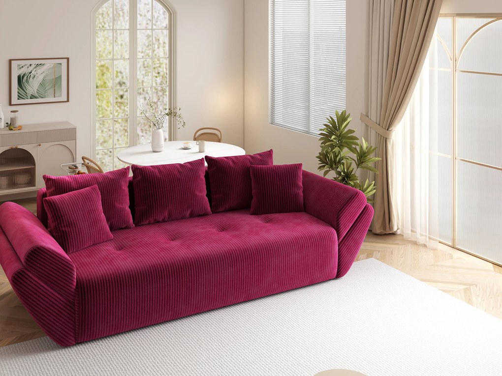 Canapea extensibilă dumonde cu ladă de depozitare si sezut confortabil din spuma high-density, Berlin Zoom Red 250x100 cm