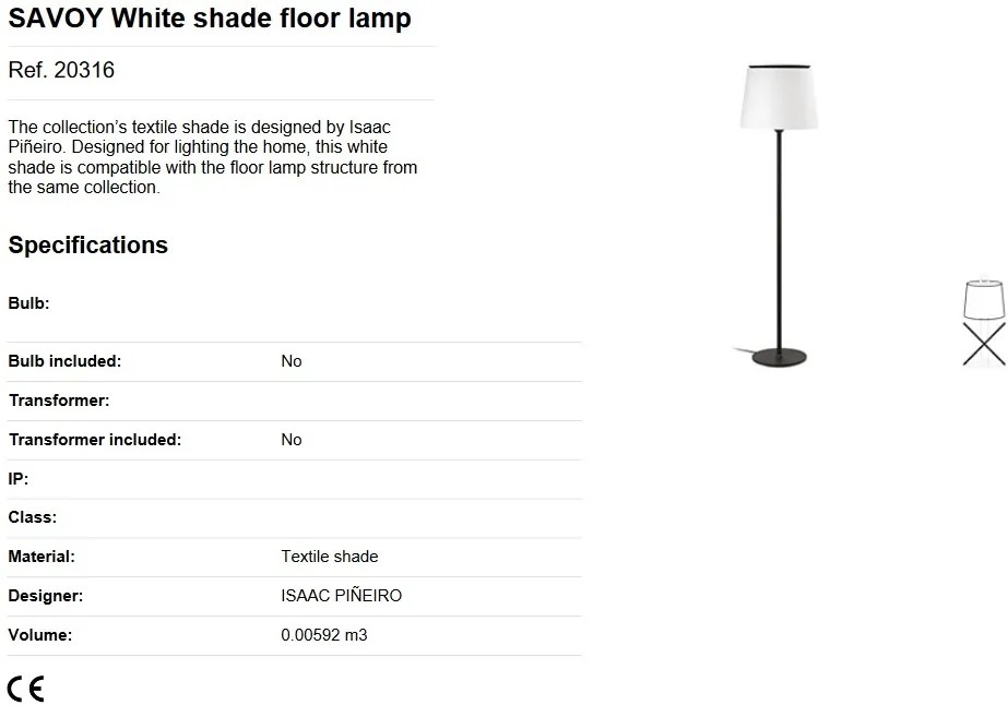 Lampadar / Lampa de podea moderna design elegant SAVOY alba