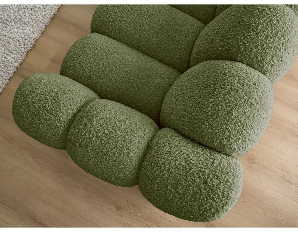 Canapea verde cu tapițerie din țesătură bouclé 232 cm Hippolyte – Bobochic Paris