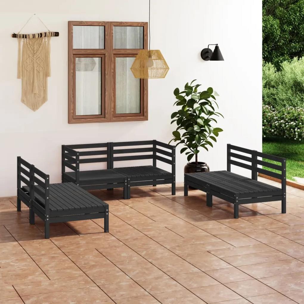 3082556 vidaXL Set mobilier de grădină, 6 piese, negru, lemn masiv de pin