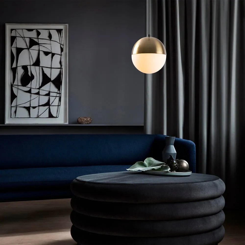 Lustră albă/aurie cu abajur din sticlă ø 20 cm Bastos – Opviq lights