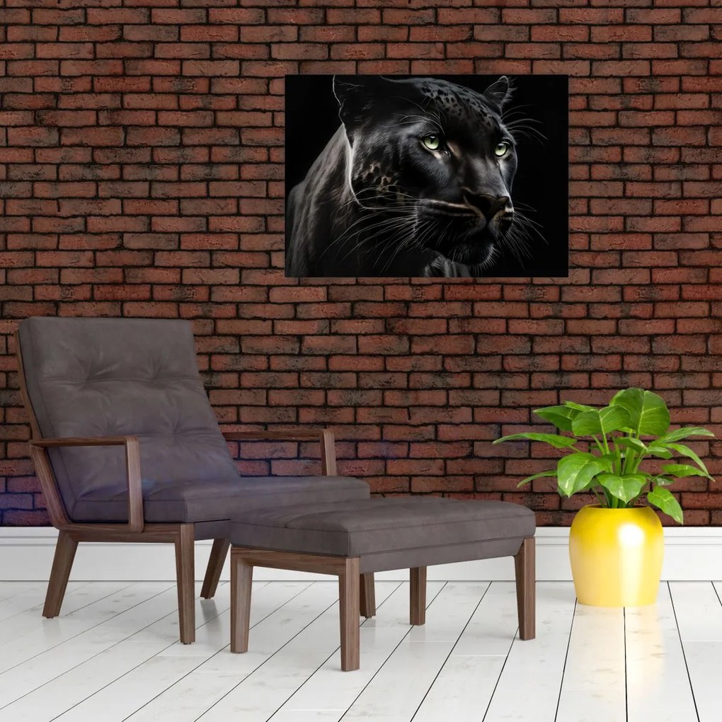 Tablou pe sticlă - Pantera Neagră (70x50 cm)