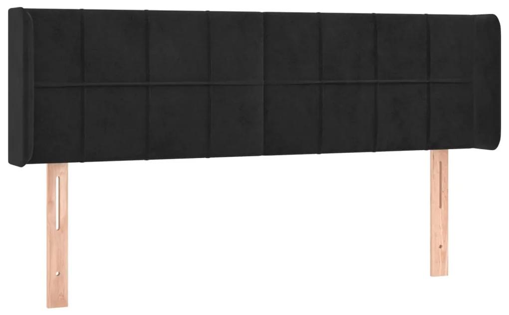 3118818 vidaXL Tăblie de pat cu aripioare negru 147x16x78/88 cm catifea