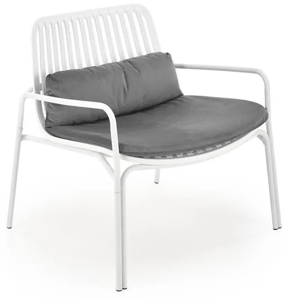Fotoliu din plastic Melby alb - H75 cm