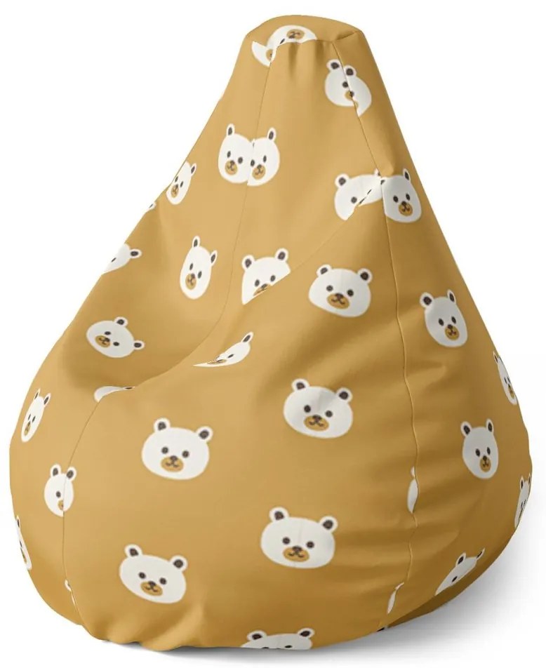 Sac de șezut Pear ursuleți drăguți - pentru copii, galben