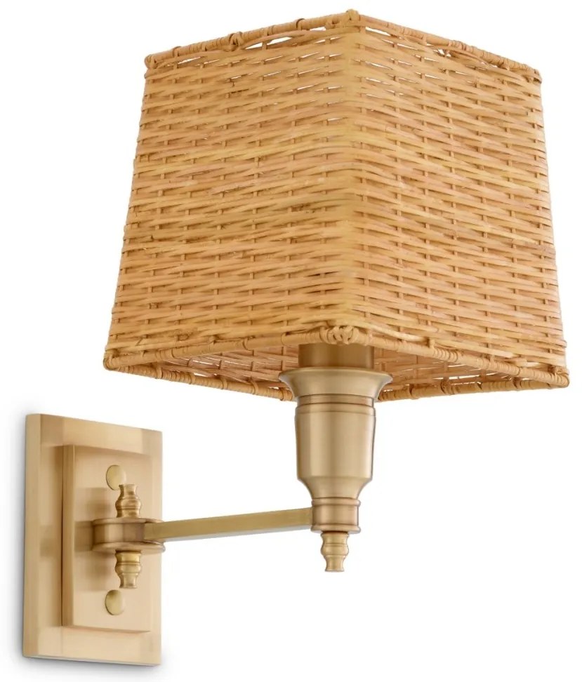 Aplica de perete LUX cu abajur din ratan Lexington alama antic