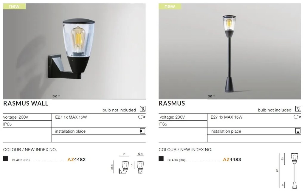 Stalp de iluminat exterior IP65 RASMUS H-80cm
