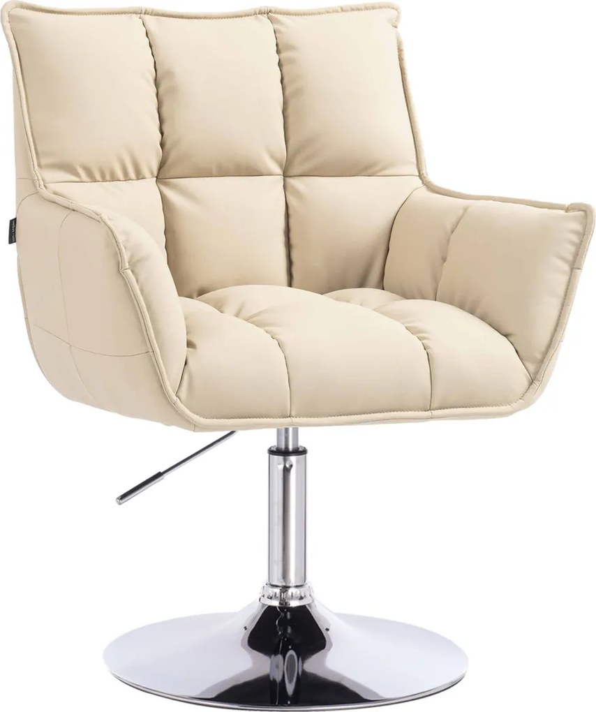 HR560N Scaun Crem Piele Ecologica Premium Soft cu Bază Cromata