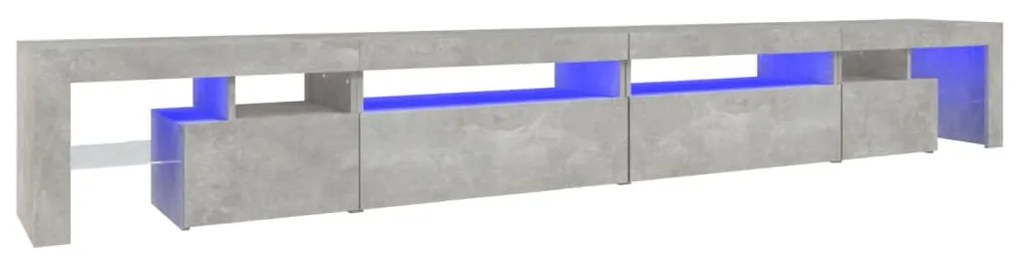 3152805 vidaXL Comodă TV cu lumini LED, gri beton, 290x36,5x40 cm