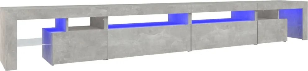 vidaXL Comodă TV cu lumini LED, gri beton, 290x36,5x40 cm