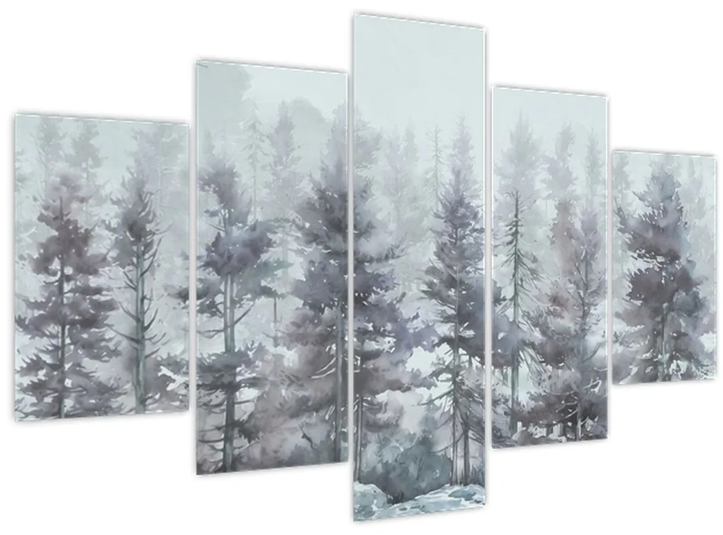 Tablou - Pădurea de pini II., aquarel (150x105 cm)