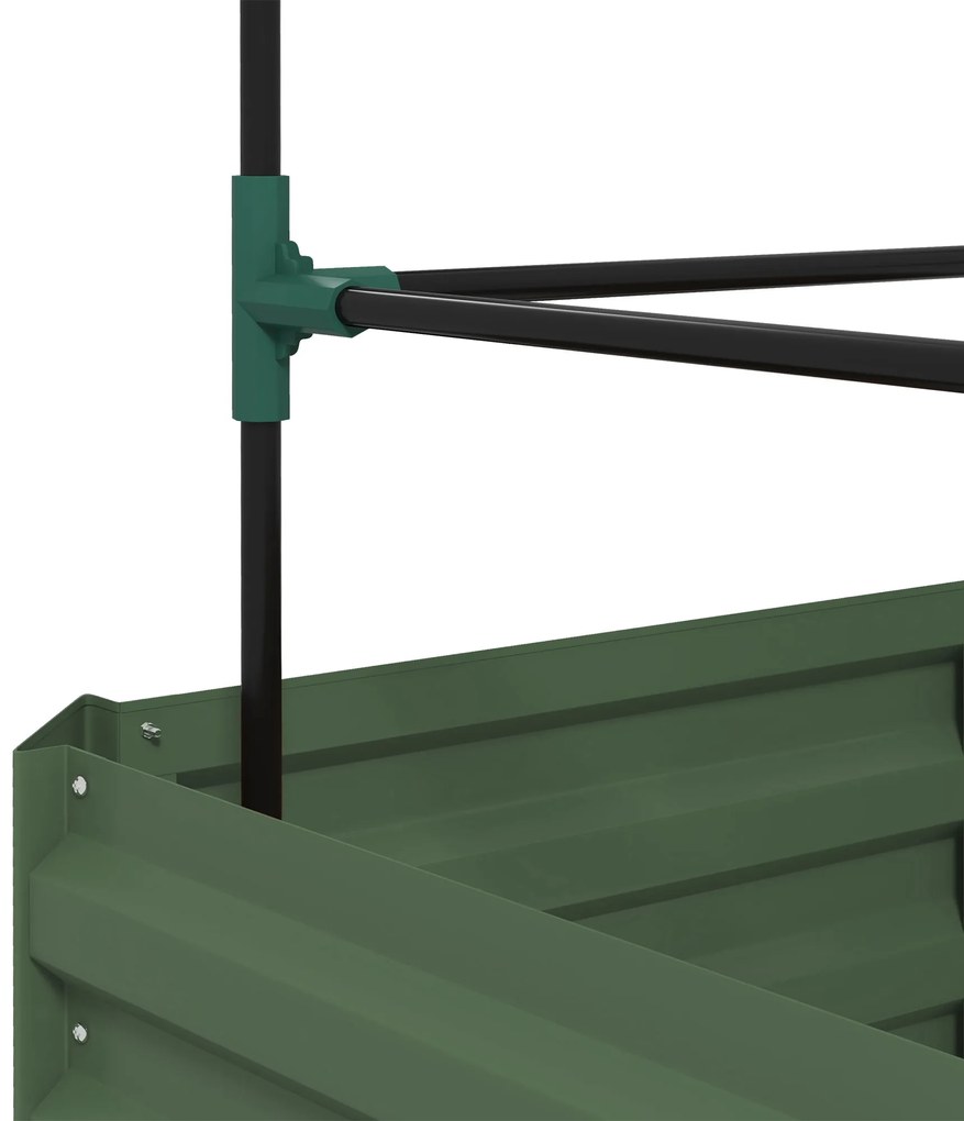 Outsunny Odlingslåda cu Klättergaller, Planteringslåda cu Fund Deschis, Rezistent la Intemperii, 61 cm x 61 cm x 140 cm, Verde | Aosom Romania