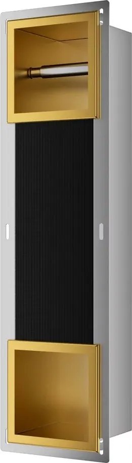 Raft incastrat cu suport hartie igienica Balneo Wall Box Paper 2 auriu lucios