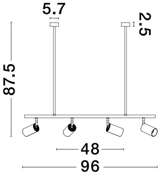 Lustra suspendata cu 4 surse de iluminat design modern POGNO negru, auriu