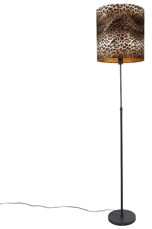Lampă de podea cu abajur negru cu imprimeu leopard 40 cm - Parte