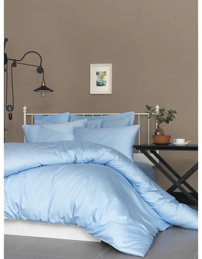Lenjerie de pat albastru-deschis din bumbac satinat pentru pat de o persoană 140x200 cm – Mijolnir
