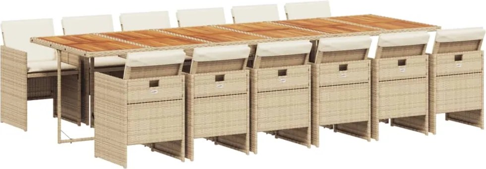 vidaXL Set mobilier de grădină cu perne, 13 piese, bej, poliratan