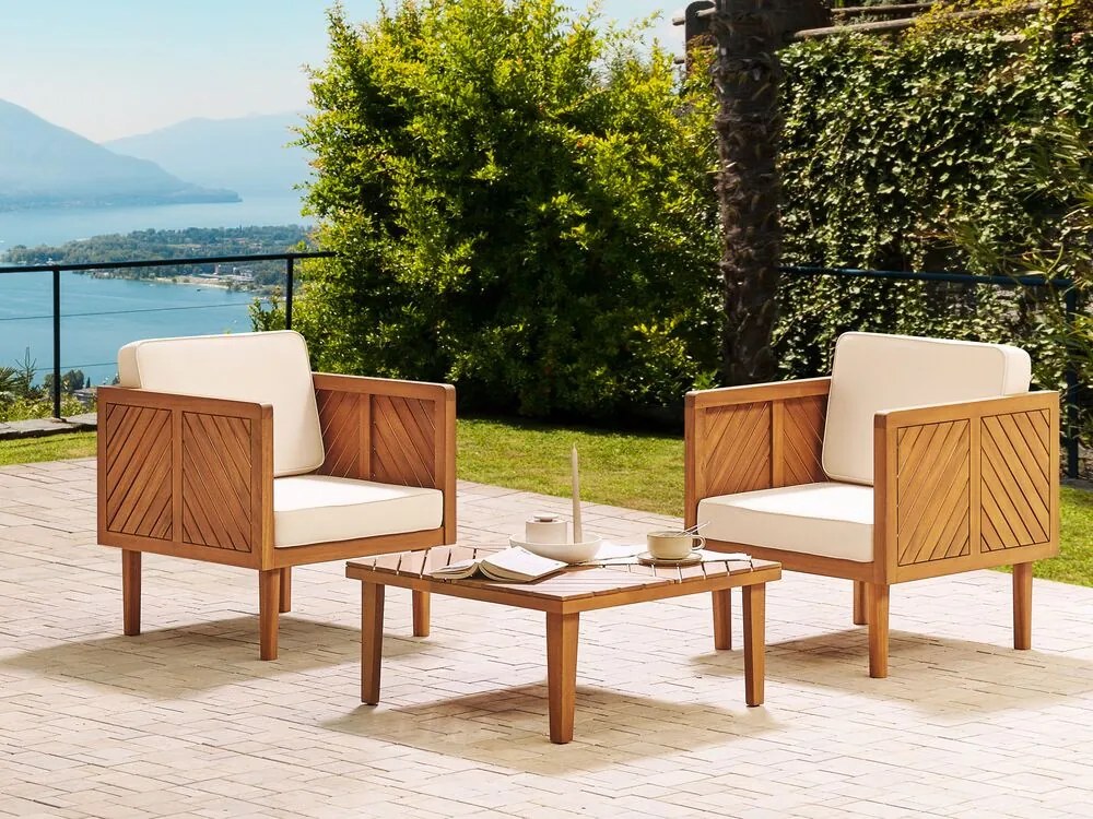 Set mobilier de grădină Blas (lemn deschis + crem alb). 1077929