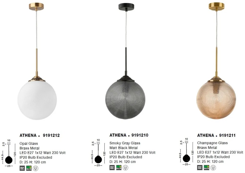 Lustra / Pendul design modern Athena negru/fumuriu NVL-9191210