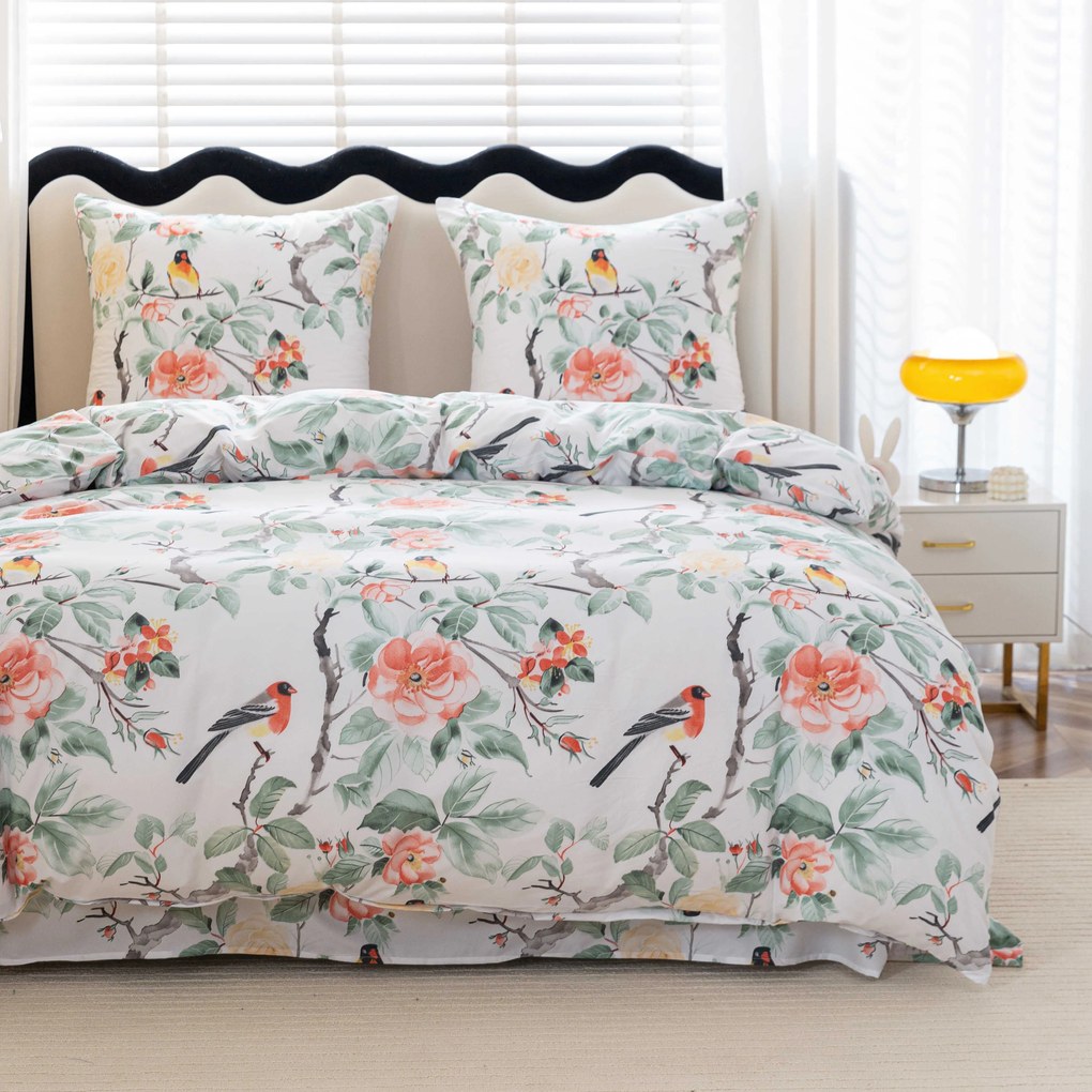 Lenjerie de pat din microfibra ORANGE FLOWERS alba Dimensiune lenjerie de pat: 2 buc 70 x 80 cm | 160 x 200 cm