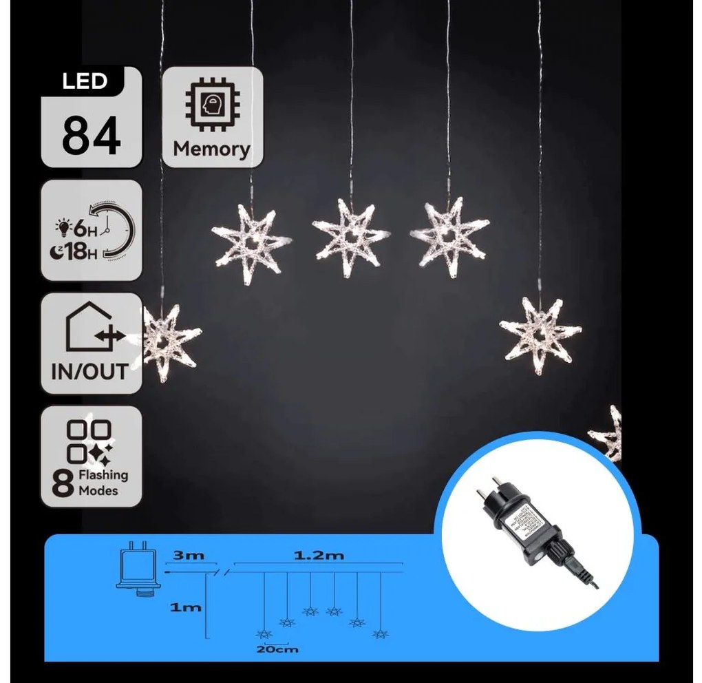 Aigostar - Ghirlandă LED de Crăciun pentru exterior 84xLED/230V 1,2x1m IP44 alb rece fulgi