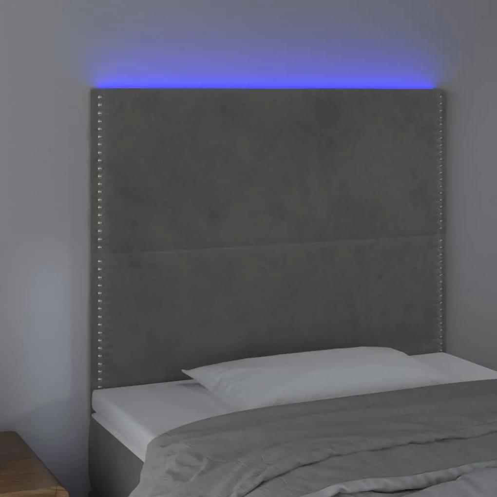 Tablie de pat cu LED, gri deschis, 90x5x118 128 cm, catifea 1, Gri deschis, 90 x 5 x 118 128 cm