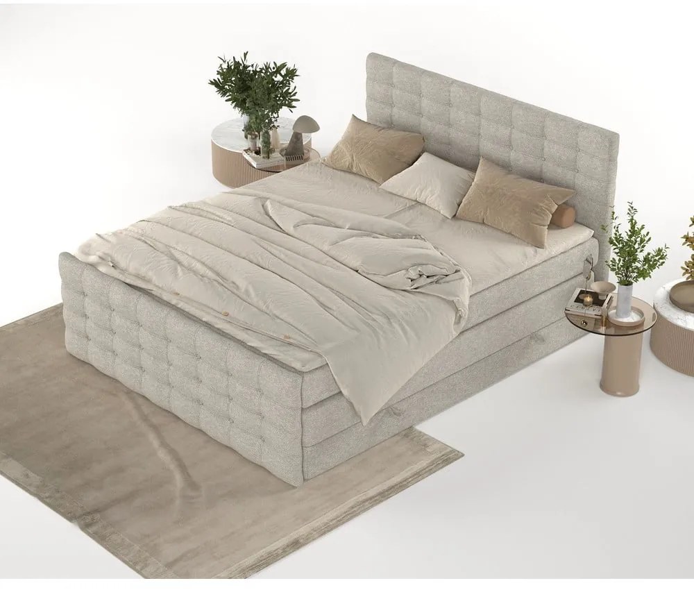 Pat boxspring bej cu spațiu de depozitare 160x200 cm Blend – Maison de Rêve