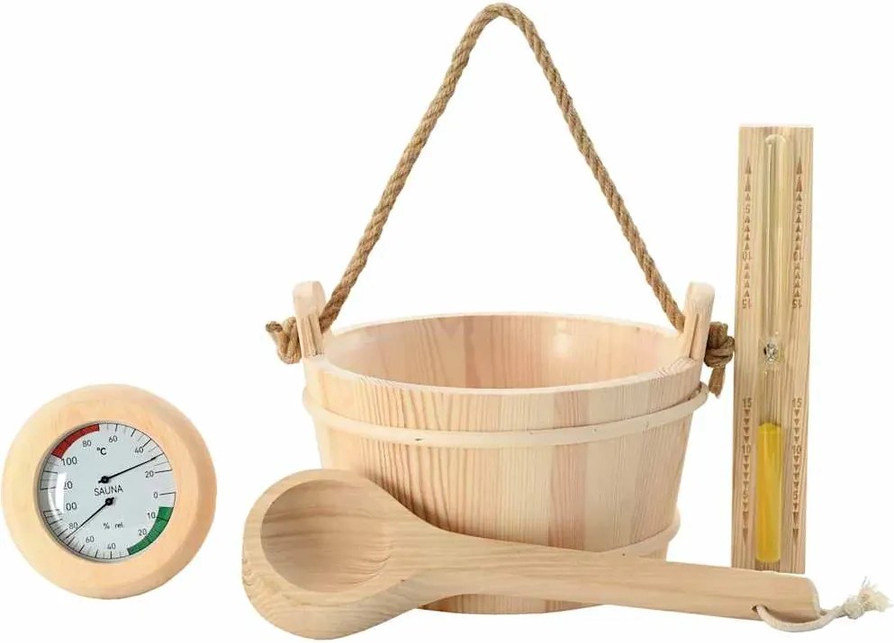 vidaXL Set de accesorii pentru saună 4 pcs Maro