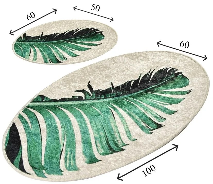 Set 2 covorase de baie Floret, Chilai, 50x60 cm/60x100 cm, multicolor