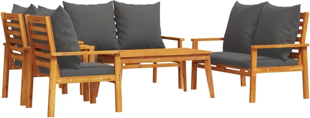 vidaXL Set mobilier de grădină cu perne, 5 buc., lemn masiv acacia