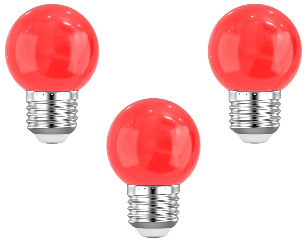 Set 3 Buc - Bec LED Ecoplanet glob mic rosu G45, E27, 1W (10W), 80 LM, G, Mat Rosie, 3 buc