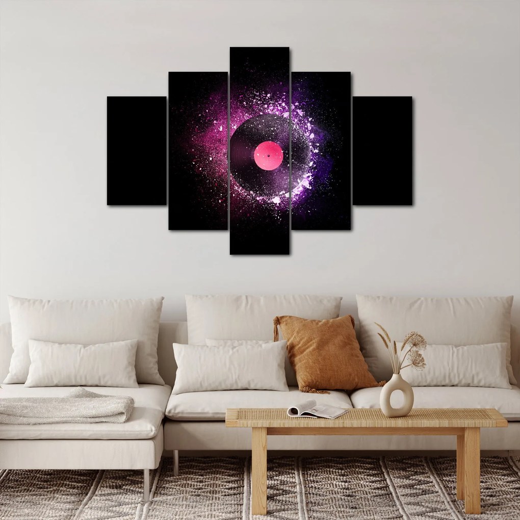 Tablou - Disc de vinil roz-violet (150x105 cm)