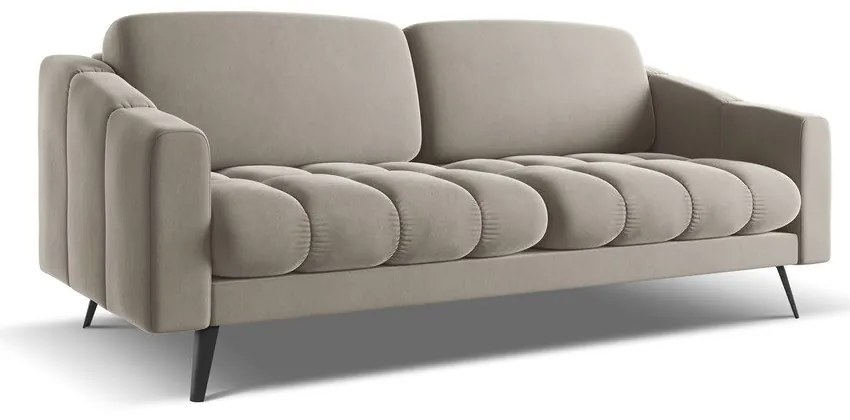 Canapea bej cu tapițerie din catifea 202 cm Nalu – Makamii