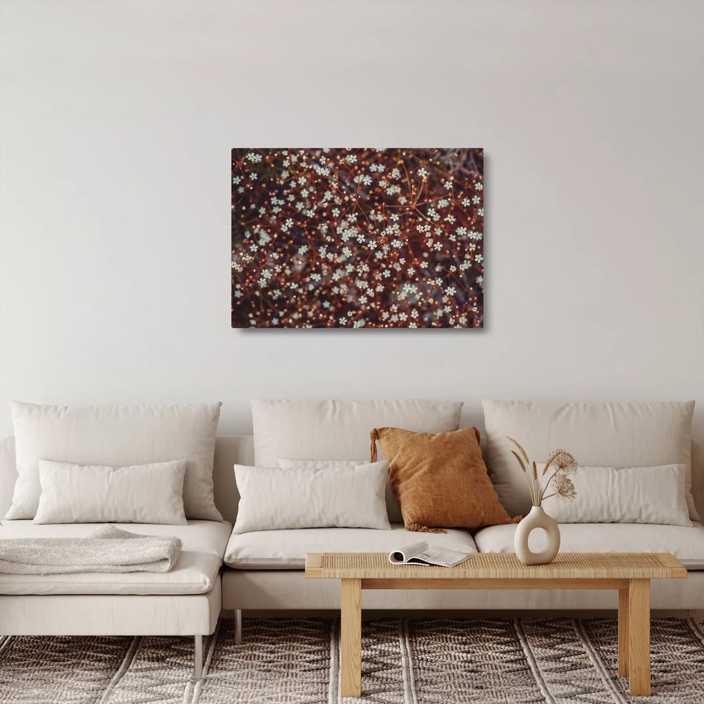 Tablou pe sticlă cu floare de nu mă uita (70x50 cm)
