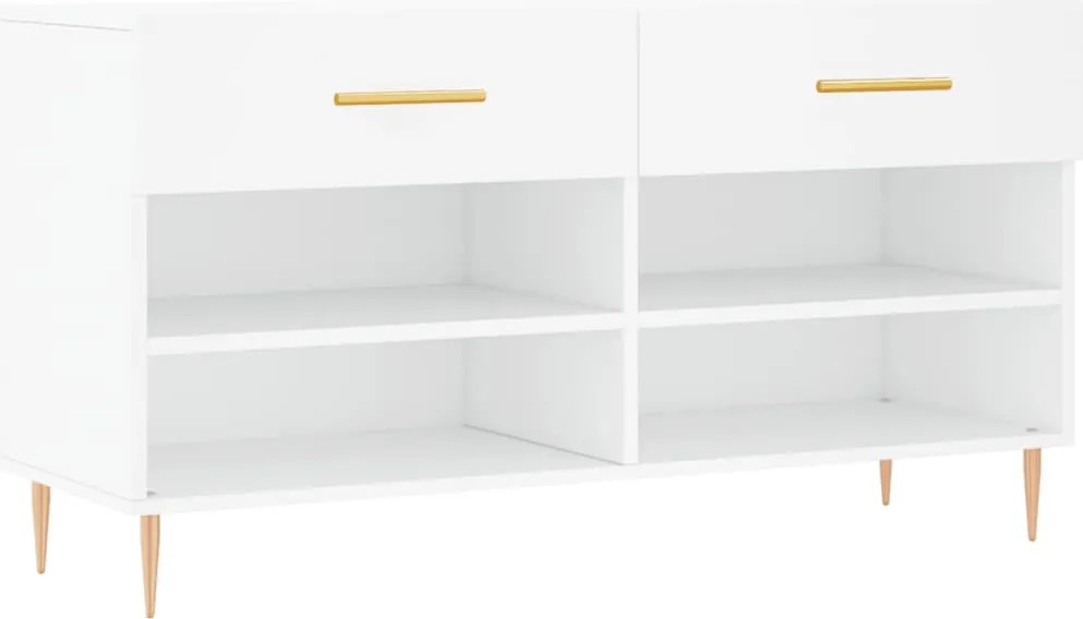vidaXL Bancă de pantofi, alb, 102x35x55 cm, lemn prelucrat