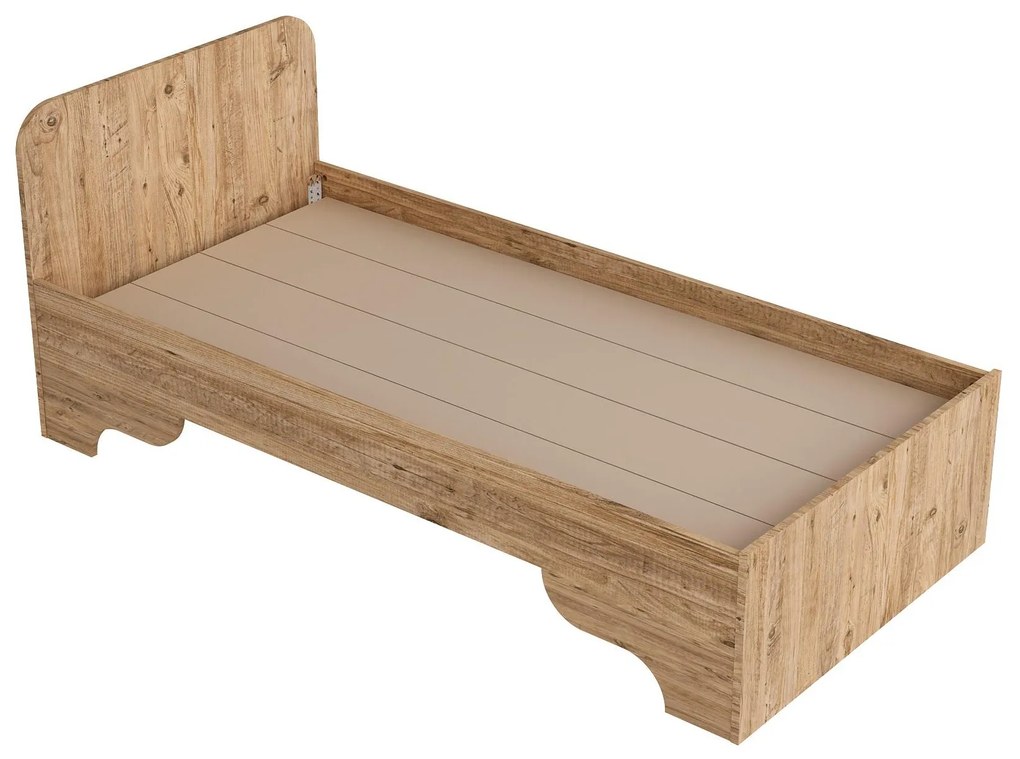 Pat de o persoană 80 cm Poleso 2 (pin atlantic + bej) (cu somieră). Promo -19%. 1094827