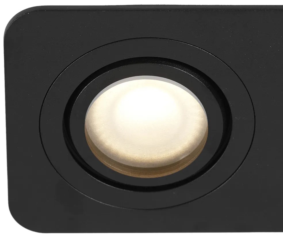Set de 6 spoturi încastrate rotunjite negre GU10 50mm pivotante și înclinabile IP44 cu 2 lumini - Alberto