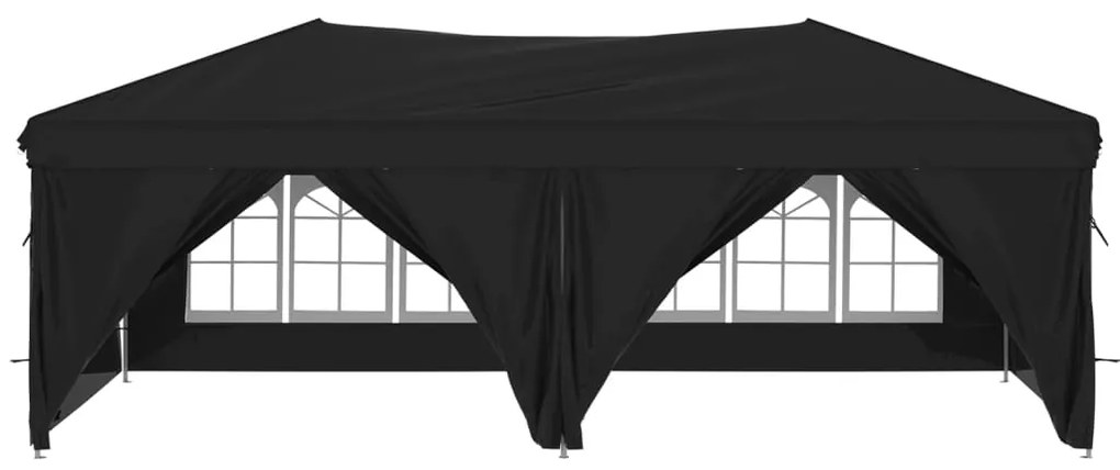 Cort pliabil pentru petrecere, pereti laterali, negru, 3x6 m Negru, 3 x 6 m